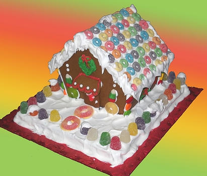 Santa's Gingerbread House Santa's Cottage Fruit Loops roof